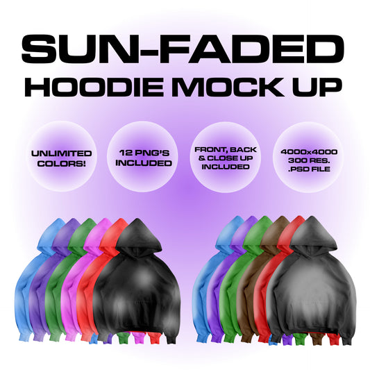 Sun-Faded Hoodie Mock-Up